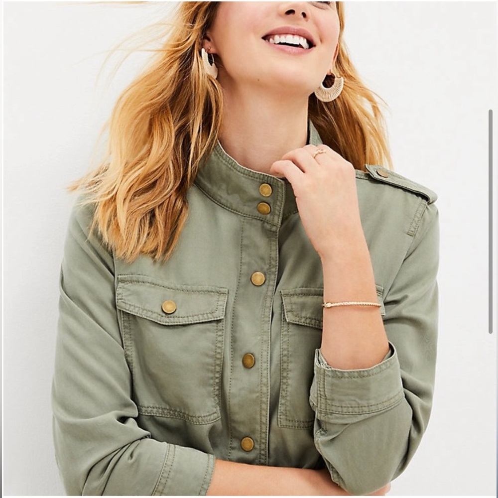 LOFT Drawstring Utility Jacket- Large Petite - Picture 3 of 6